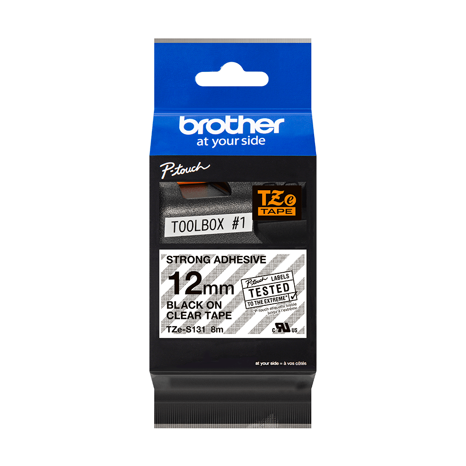 Genuine Brother TZe-S131 Labelling Tape Cassette – Black on Clear Strong Adhesive, 12mm wide 3